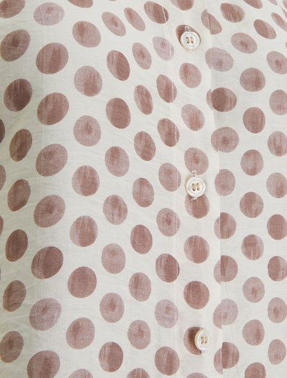 Top imprimé à pois boutonné - Taupe - 3