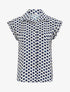 Top imprimé à pois boutonné - Marine - 1