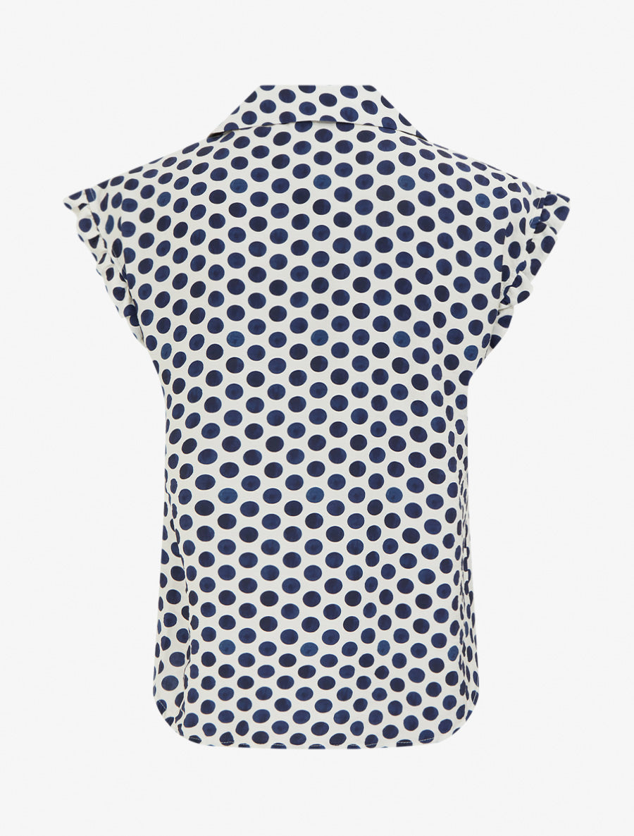 Top imprimé à pois boutonné - Marine - 2