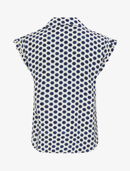 Top imprimé à pois boutonné - Marine - 2