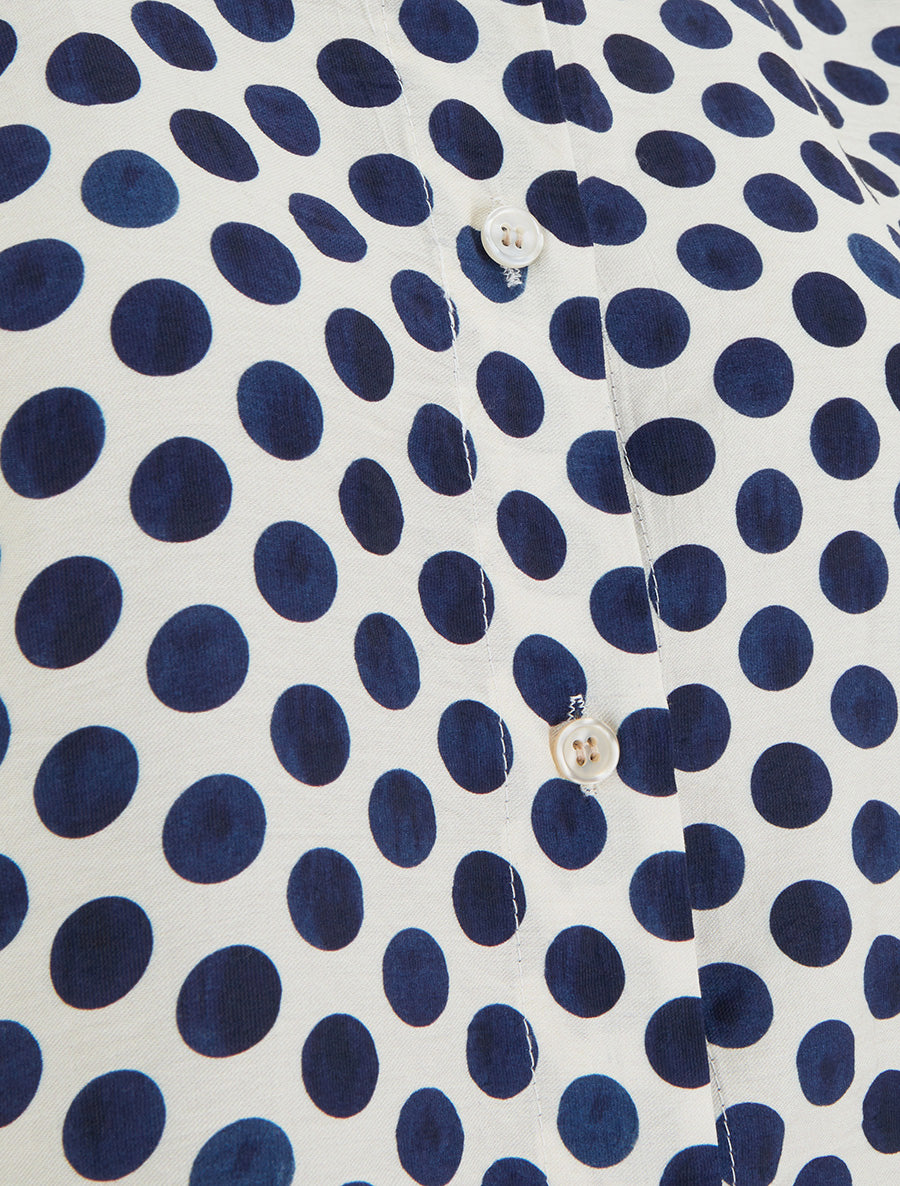 Top imprimé à pois boutonné - Marine - 3