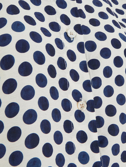 Top imprimé à pois boutonné - Marine - 3