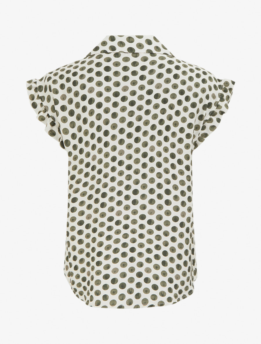 Top imprimé à pois boutonné - Kaki - 2