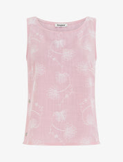 Top en lin à broderie floral - Rose - 1