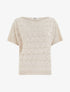 Top uni en maille ajourée à manches courtes - Beige - 1