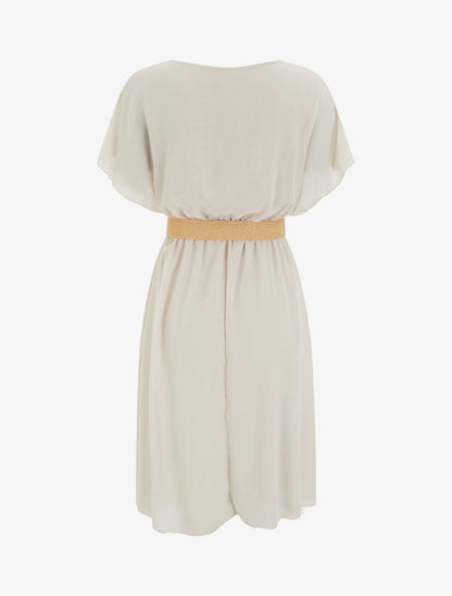 Robe mi-longue unie coupe patineuse - Beige - 2