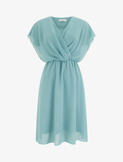 Robe évasée à manches courtes et col cache-coeur - Vert d&
