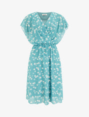 Robe imprimé pois à col cache-coeur - Vert d&