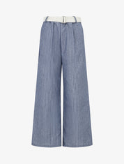 Pantalon ample à rayures - Bleu - 1