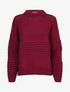 Pull à bandes en reliefs - Rouge cerise - 1