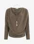 Pull fin à manches chauve-souris et col bénitier - Taupe foncé - 1