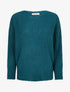 Pull dolman en grosse maille côtelée - Bleu lagon - 1
