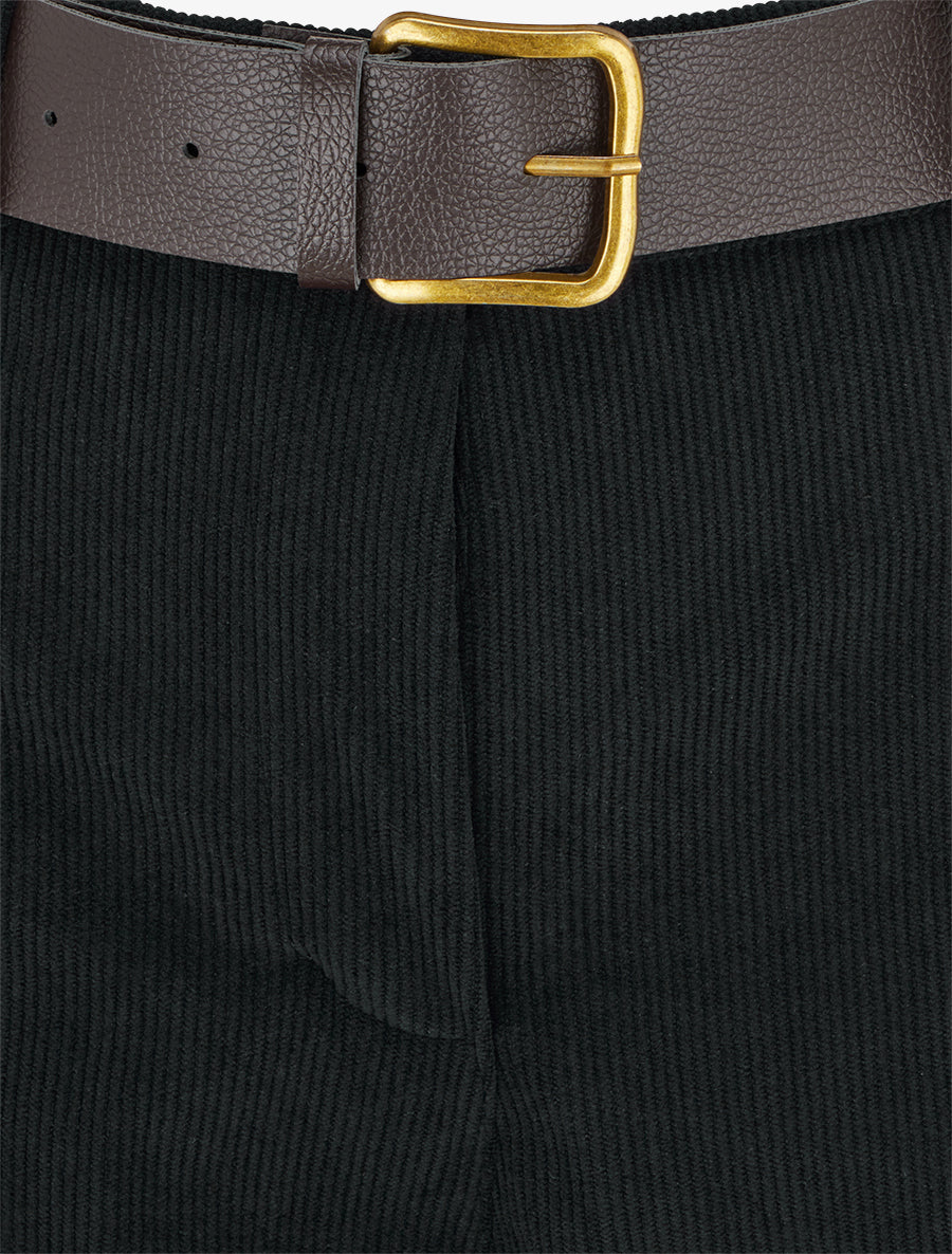 Pantalon uni côtelé - Noir - 3
