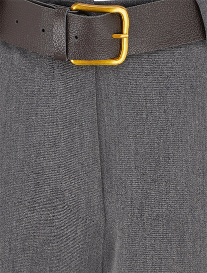 Pantalon ample uni à taille haute élastiquée - Gris foncé - 3