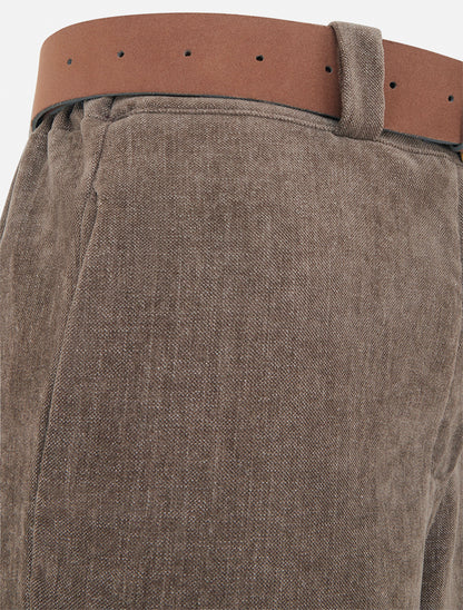 Pantalon élastiqué effet velours - Taupe - 3