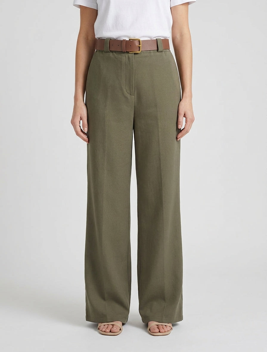 Elastische Hose mit weitem Schnitt - Kaki