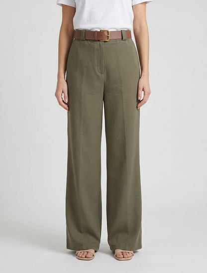 Elastische Hose mit weitem Schnitt - Kaki