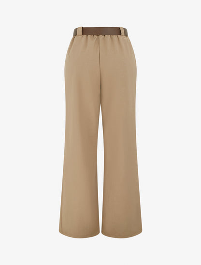 Pantalon élastiqué coupe ample - Camel - 2