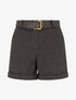 Short droit en feutrine à taille haute et ceinture - Noir - 1
