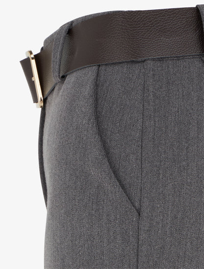 Short à revers ceinturé - Gris - 3