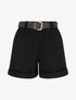 Short à revers en suédine - Noir - 1