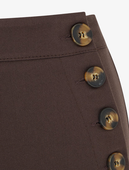 Pantalon uni à fermeture sur les côtés - Marron - 3