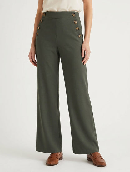 Einfarbige Hose mit seitlichem Verschluss - Kaki