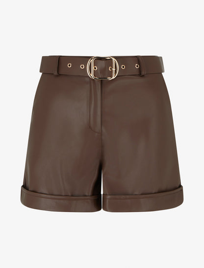 Short en simili à revers - Marron - 1