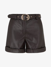 Short en simili à revers - Chocolat - 1