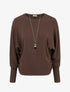 Pull côtelé à manches longues style chuave-souris - Marron - 1