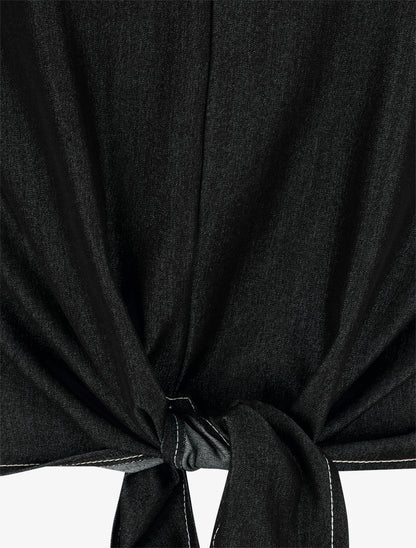 Top droit à nouer - Noir - 3