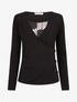 Pull fin à empiècement imprimé marguerites stylisées - Noir - 4