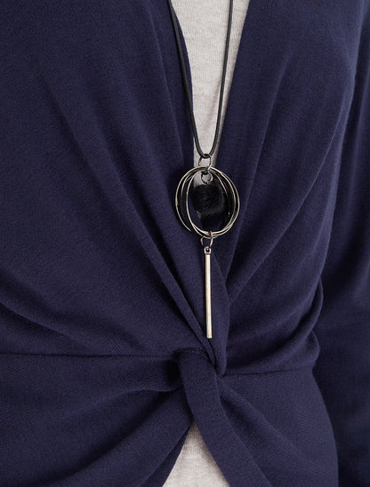 Pull style cache-coeur effet torsadé - Marine - 3