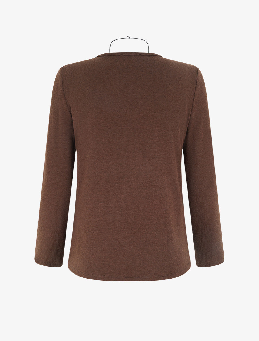 Pull style cache-coeur effet torsadé - Marron - 2