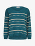 Pull imprimé lignes et points - Bleu lagon - 1