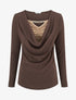 Pull côtelé à col bénitier et bijou - Marron - 1