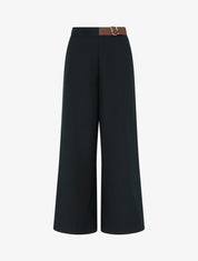Pantalon ample taille haute à ceinture décorative - Noir - 1