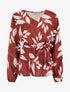 Blouse élastiquée à imprimé feuillage - Rouge - 1