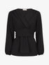 Blouse élastiquée à col V - Noir - 1