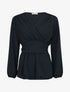 Blouse élastiquée à col V - Marine - 3
