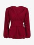 Blouse élastiquée à col V - Bordeaux - 5