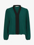 Blouse coupe boule à liseret contrastant - Vert sapin - 1