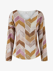 Pull fin imprimé chevron fantaisie - Moutarde - 1