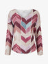 Pull fin imprimé chevron fantaisie - Prune - 1
