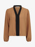 Blouse coupe boule à liseret contrastant - Camel - 1