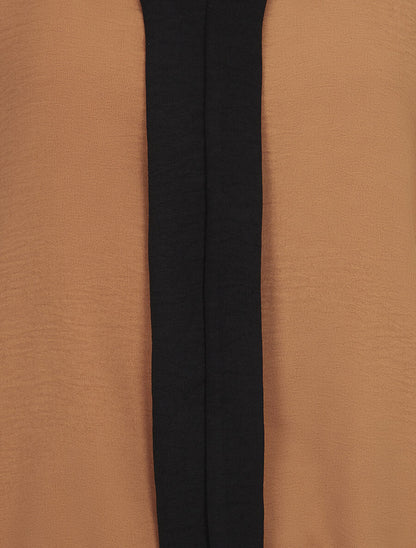 Blouse coupe boule à liseret contrastant - Camel - 3