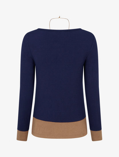 Pull fin bicolore effet trompe l&