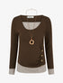 Pull fin bicolore effet trompe l&