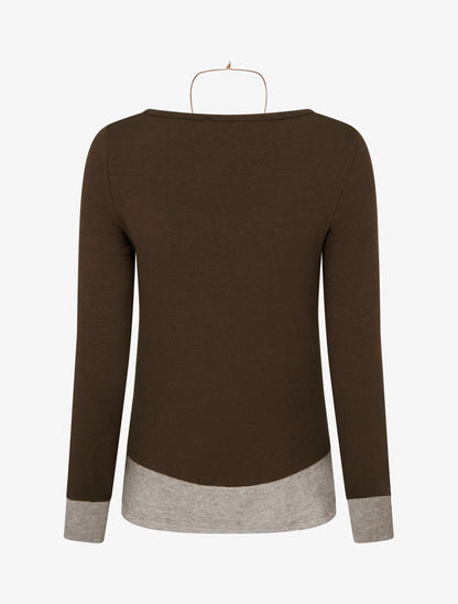 Pull fin bicolore effet trompe l&