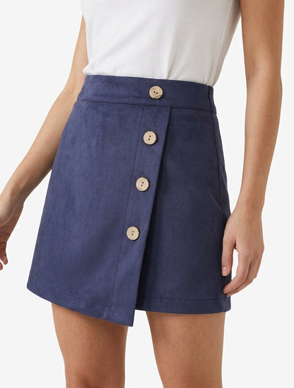 Wickelrock-Shorts aus Wildlederimitat - Marine